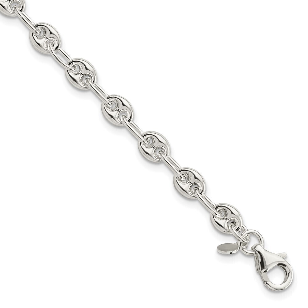 Kazi Luxury Sterling Silver Polished Fancy Link Bracelet